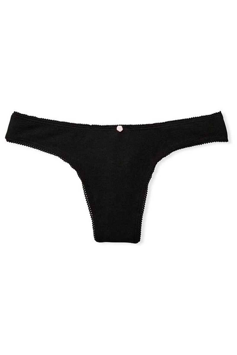 Victoria's Secret Stretch Coton Coton Lanières Knickers Noir | BJHD-63419