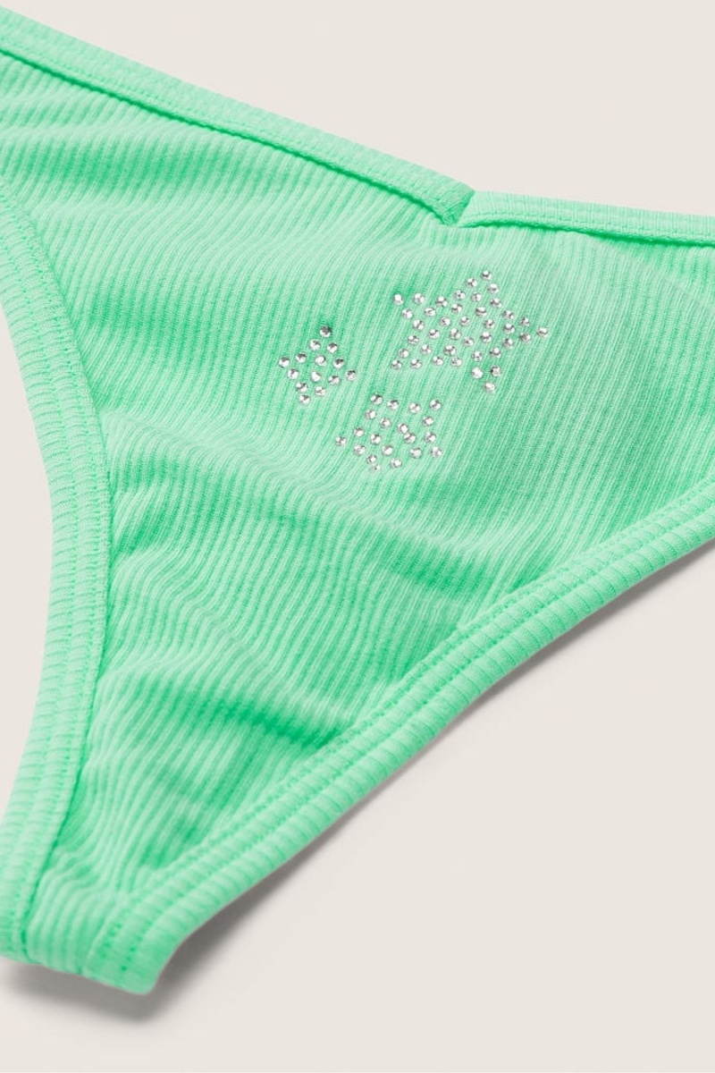 Victoria's Secret Stretch Coton Coton Lanières Knicker Vert | TNFI-31728