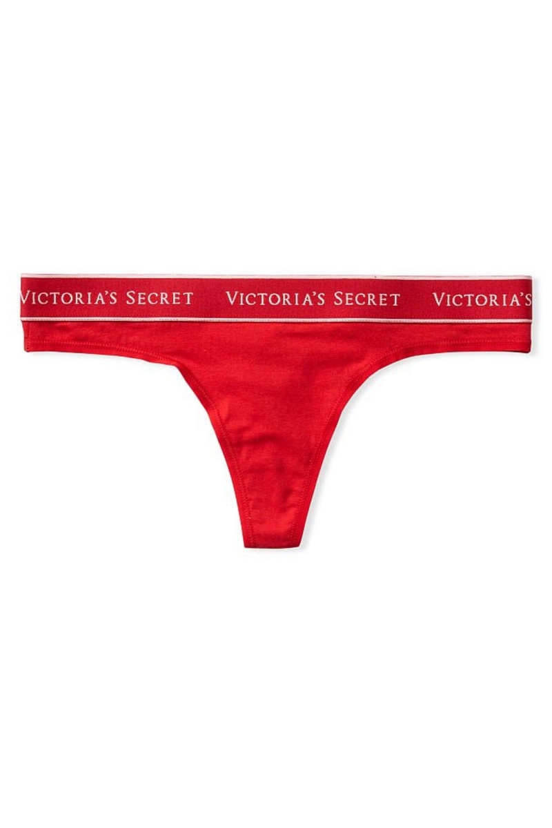 Victoria's Secret Stretch Coton Coton Logo Lanières Knickers Rouge | IDPH-46592