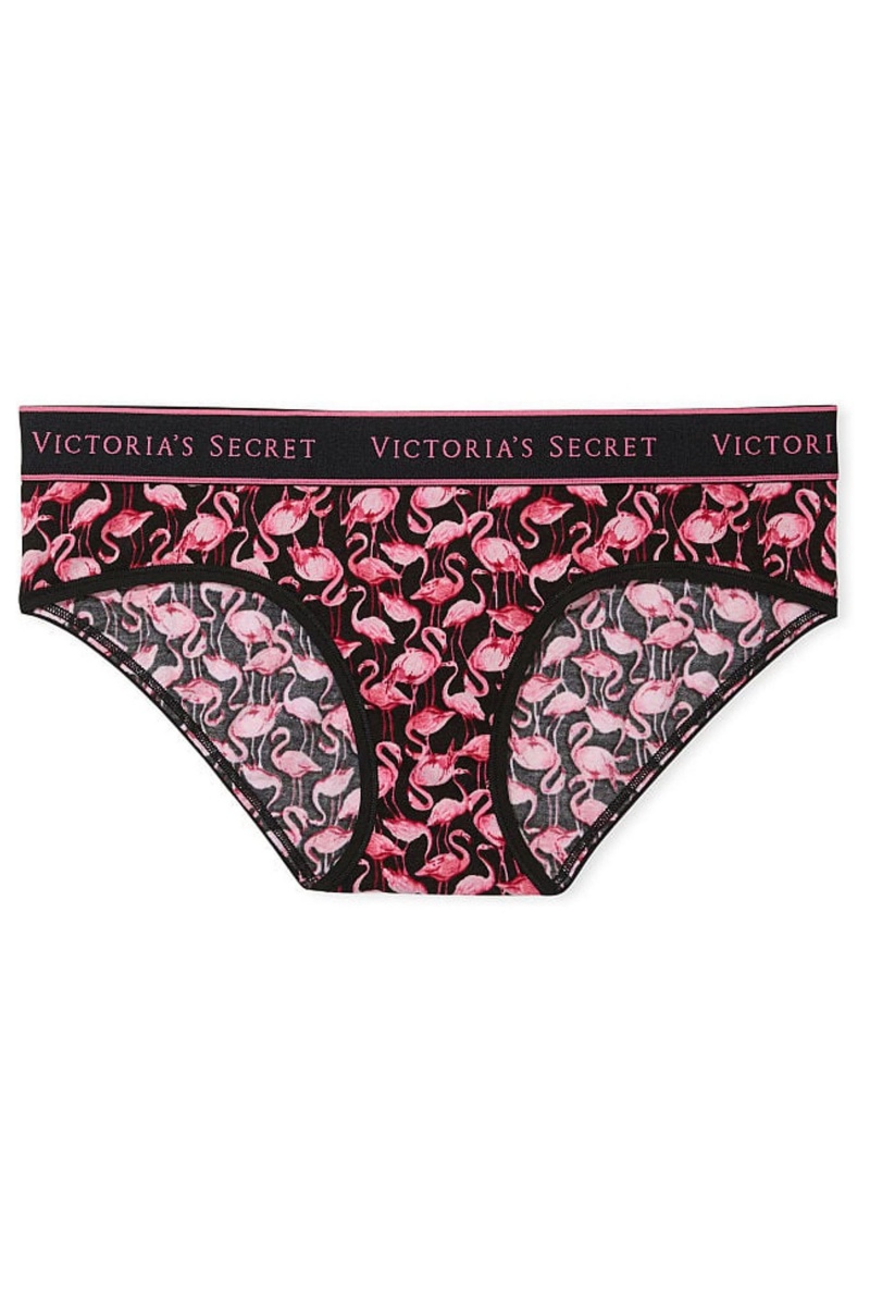 Victoria's Secret Stretch Coton Coton Logo Hipster Knickers Noir | KVLF-79253