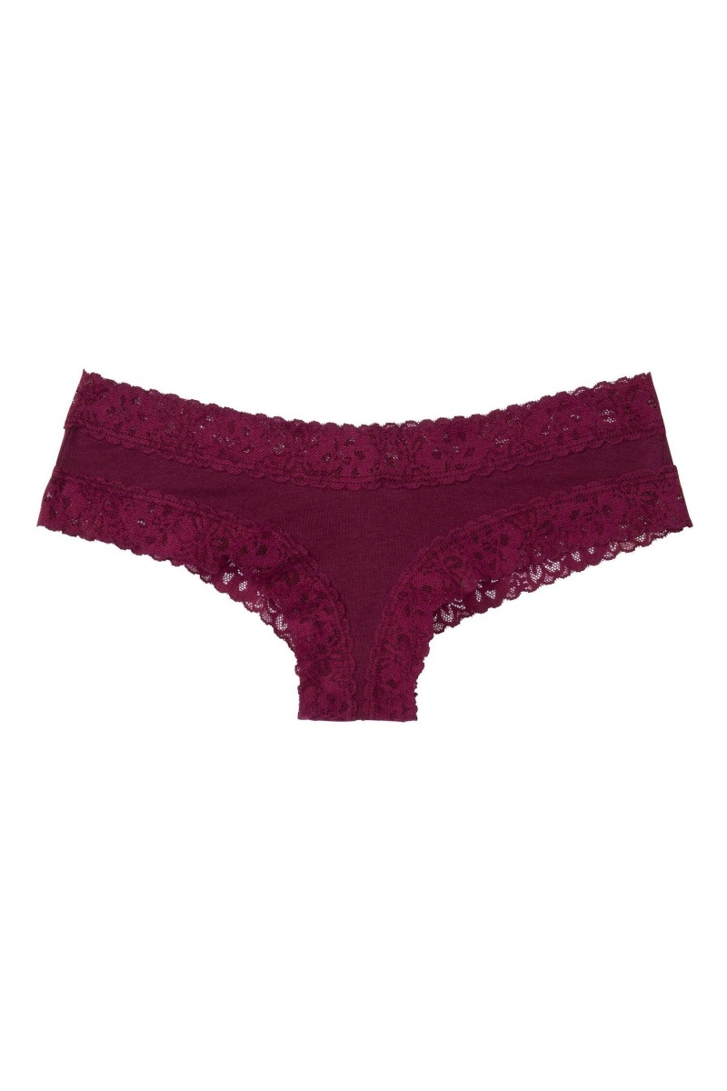 Victoria's Secret Stretch Coton Dentelle Taille Coton Cheeky Knickers Bleu | LDHP-37510