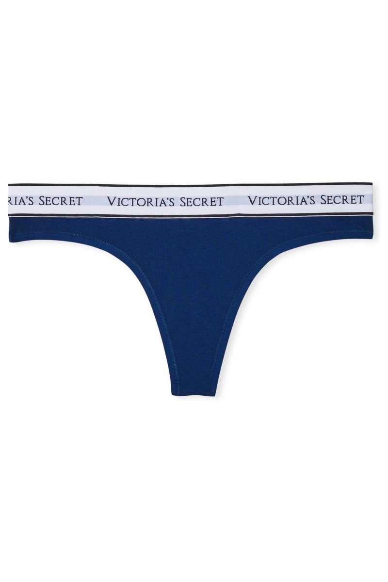 Victoria's Secret Stretch Coton Logo Knickers Bleu | RLNZ-95843