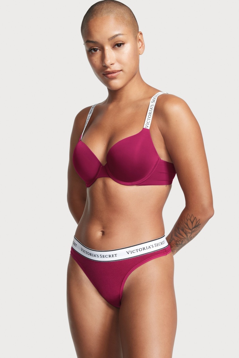 Victoria's Secret Stretch Coton Logo Knickers Bordeaux Rouge | VQNM-06175