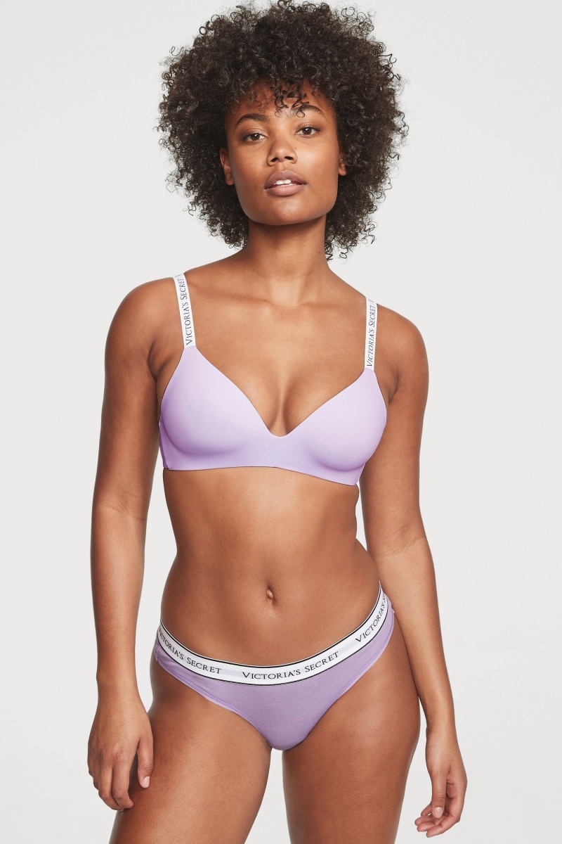 Victoria\'s Secret Stretch Coton Logo Knickers Violette | PXOH-58732