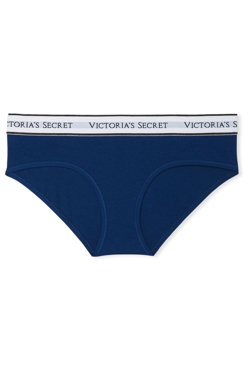 Victoria's Secret Stretch Coton Logo Knickers Bleu | OPVT-89403