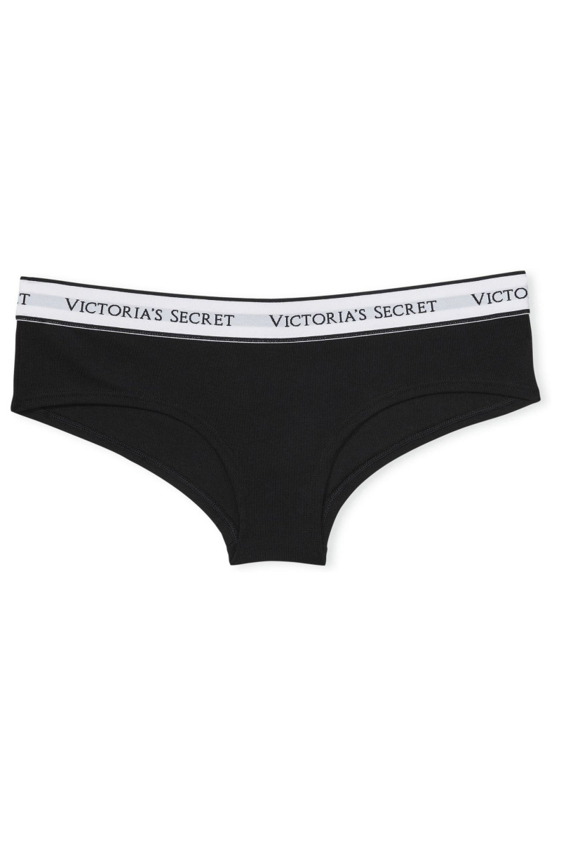 Victoria's Secret Stretch Coton Logo Knickers Noir | QOAG-63295