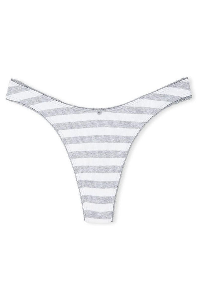 Victoria's Secret Stretch Coton Nervuré Coton High Leg Lanières Knickers Grise | QHBO-14087