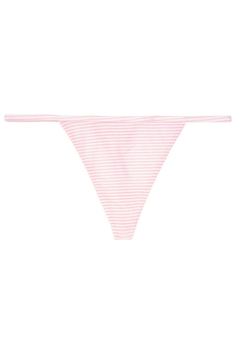 Victoria's Secret Stretch Coton No Show Lanières Knickers Candy/White Mini Stripe | QRHZ-16784