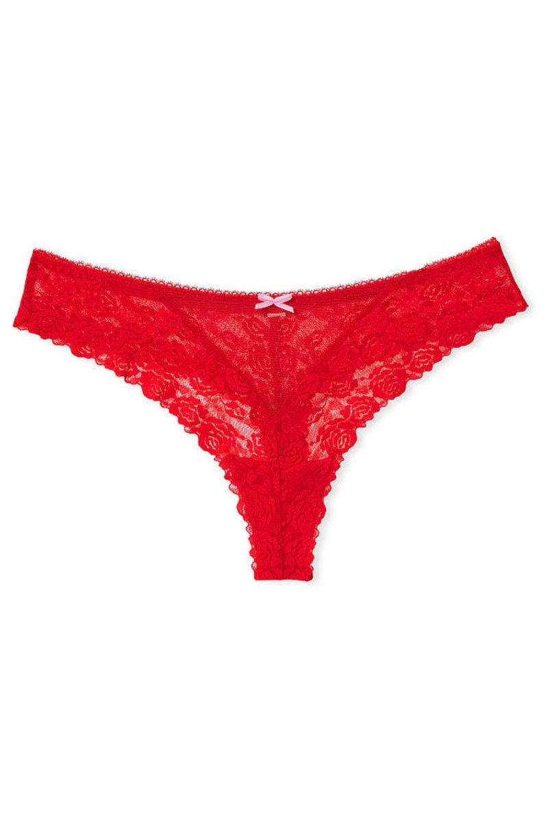 Victoria's Secret The Lacie Dentelle Lanières Knickers Rouge | XTAC-29468