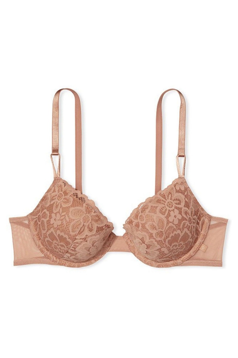 Victoria's Secret The T-Shirt Dentelle Lightly Doublée T-Shirt Bra Sweet Praline Nude | QPES-15098