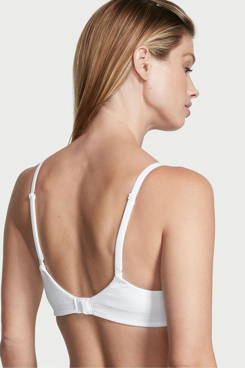 Victoria's Secret The T-Shirt Dentelle Trim Full Cup Push Up T-Shirt Bra Blanche | UKIH-59802