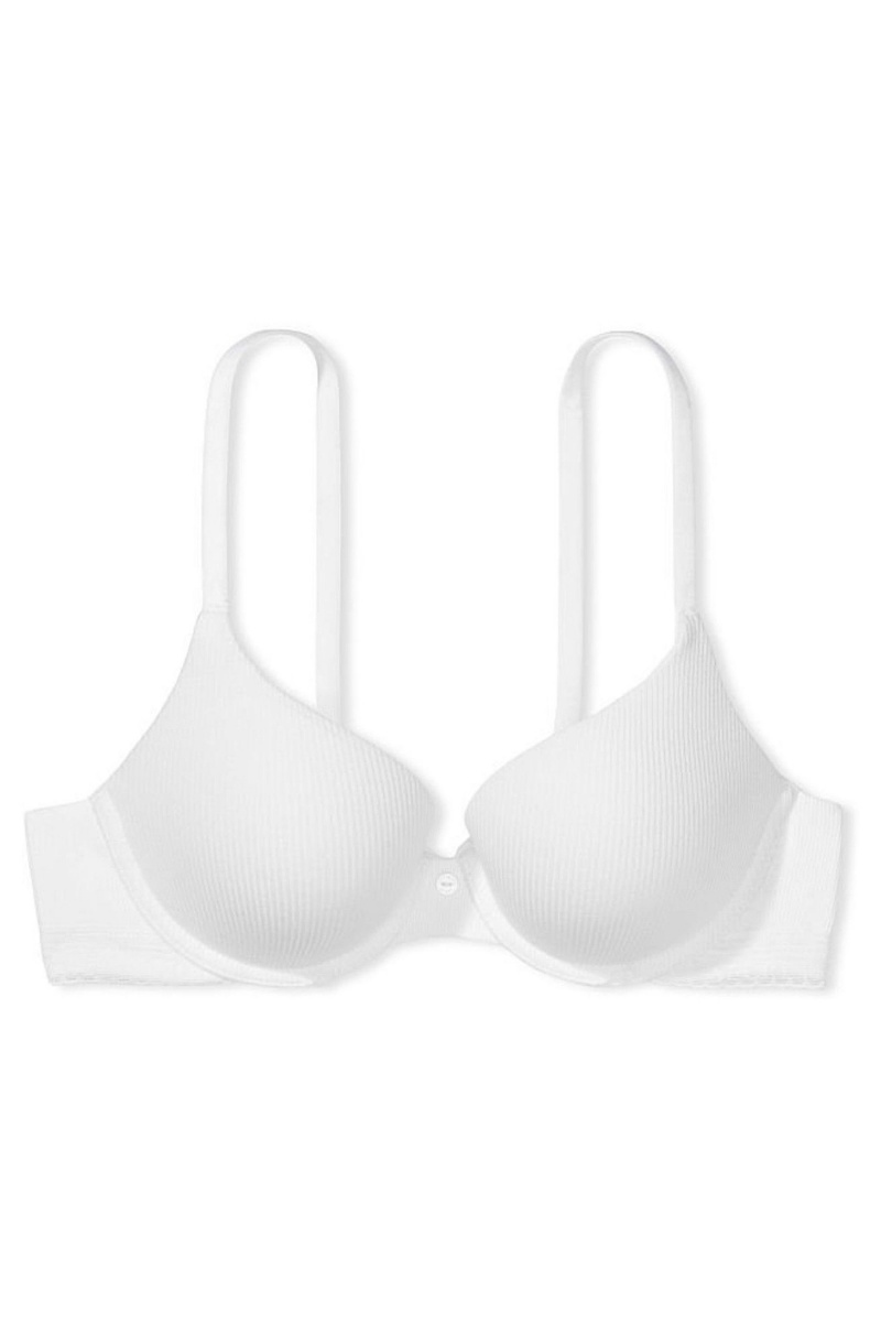 Victoria's Secret The T-Shirt Dentelle Trim Full Cup Push Up T-Shirt Bra Blanche | UKIH-59802