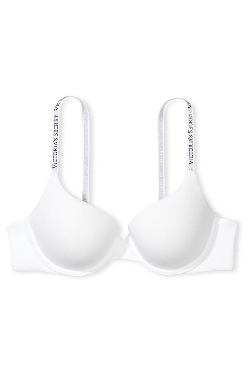 Victoria's Secret The T-Shirt Full Coverage Push Up Logo Bra Blanche | UBYD-62807