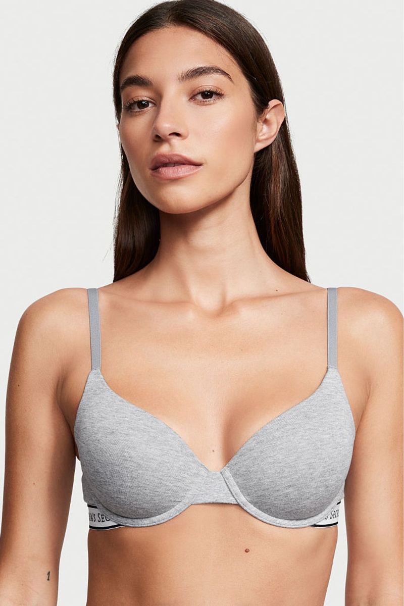 Victoria\'s Secret The T-Shirt Lightly Doublée Demi Logo Bra Grise | XSTP-57012