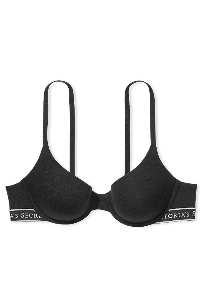 Victoria's Secret The T-Shirt Lightly Doublée Demi Logo Bra Noir | VNRP-42571