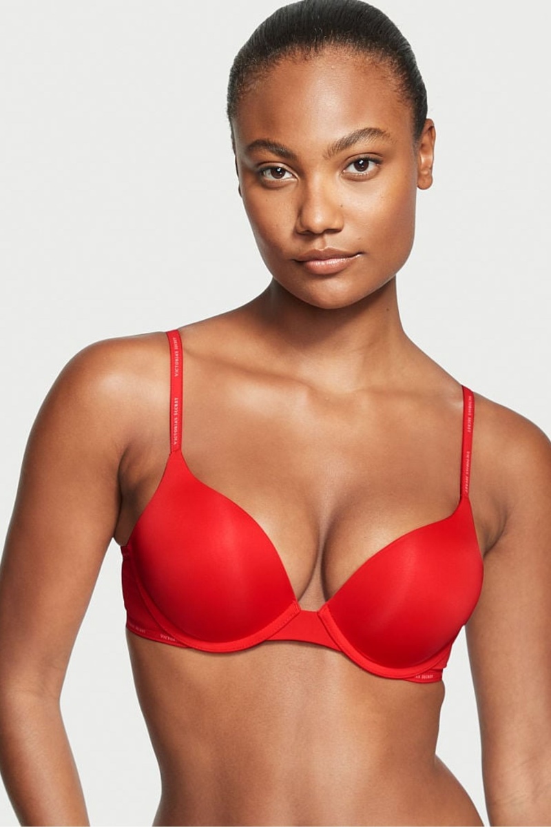 Victoria\'s Secret The T-Shirt Lightly Doublée Logo Brides Full Cup Bra Rouge | LHIA-10892