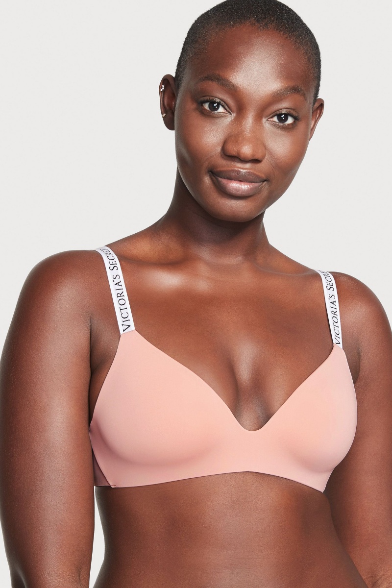 Victoria\'s Secret The T-Shirt Non Wired Logo T-Shirt Bra Rose Rose | EGHL-70891