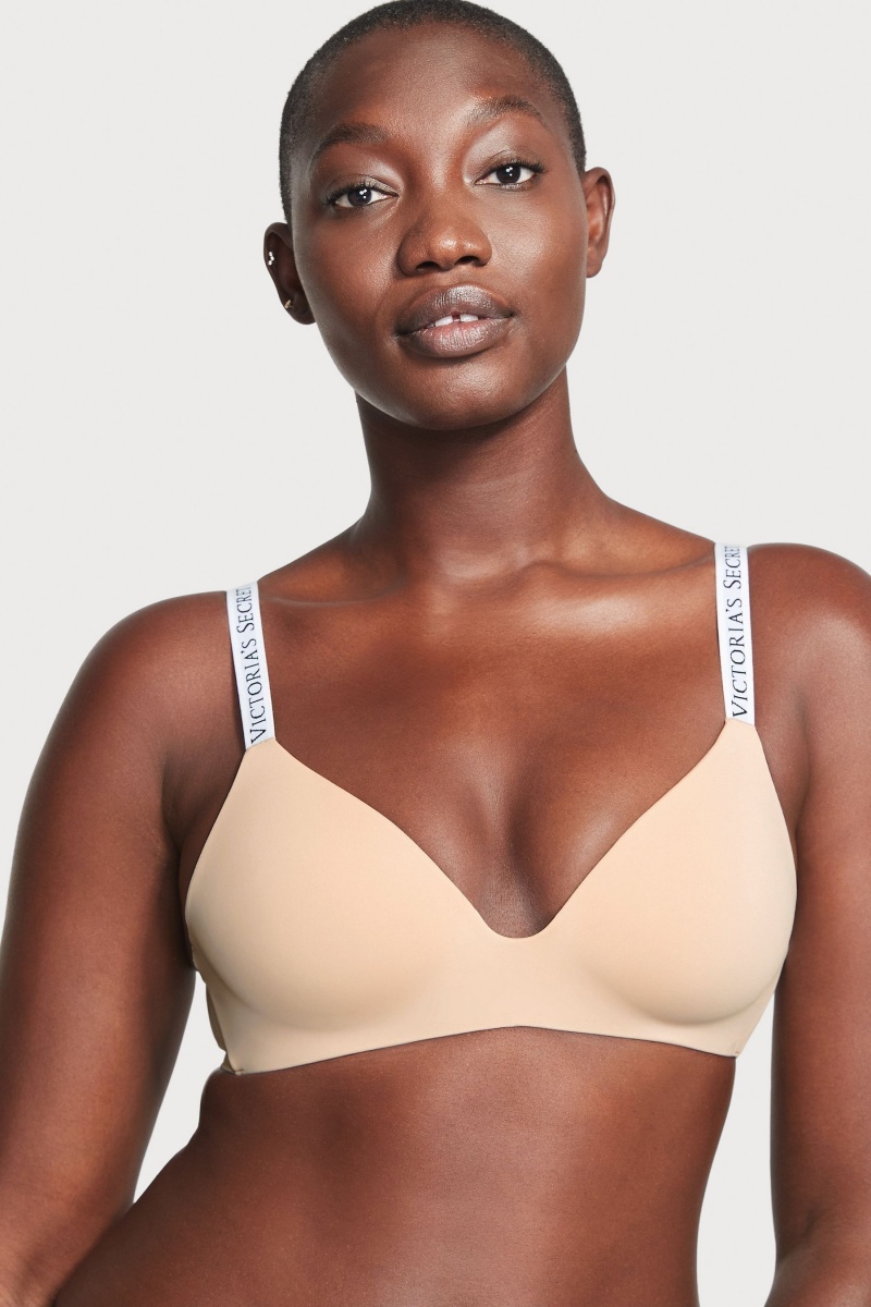 Victoria's Secret The T-Shirt Non Wired Logo T-Shirt Bra Bleu | DBTO-46709