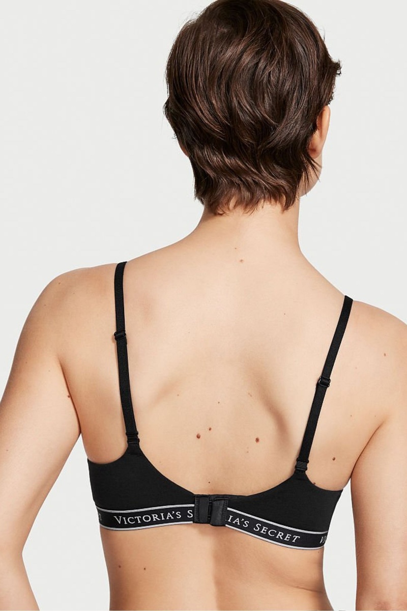 Victoria's Secret The T-Shirt Non Wired Logo T-Shirt Bra Noir | JOLT-81290