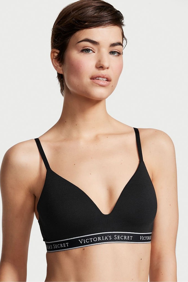 Victoria\'s Secret The T-Shirt Non Wired Logo T-Shirt Bra Noir | JOLT-81290