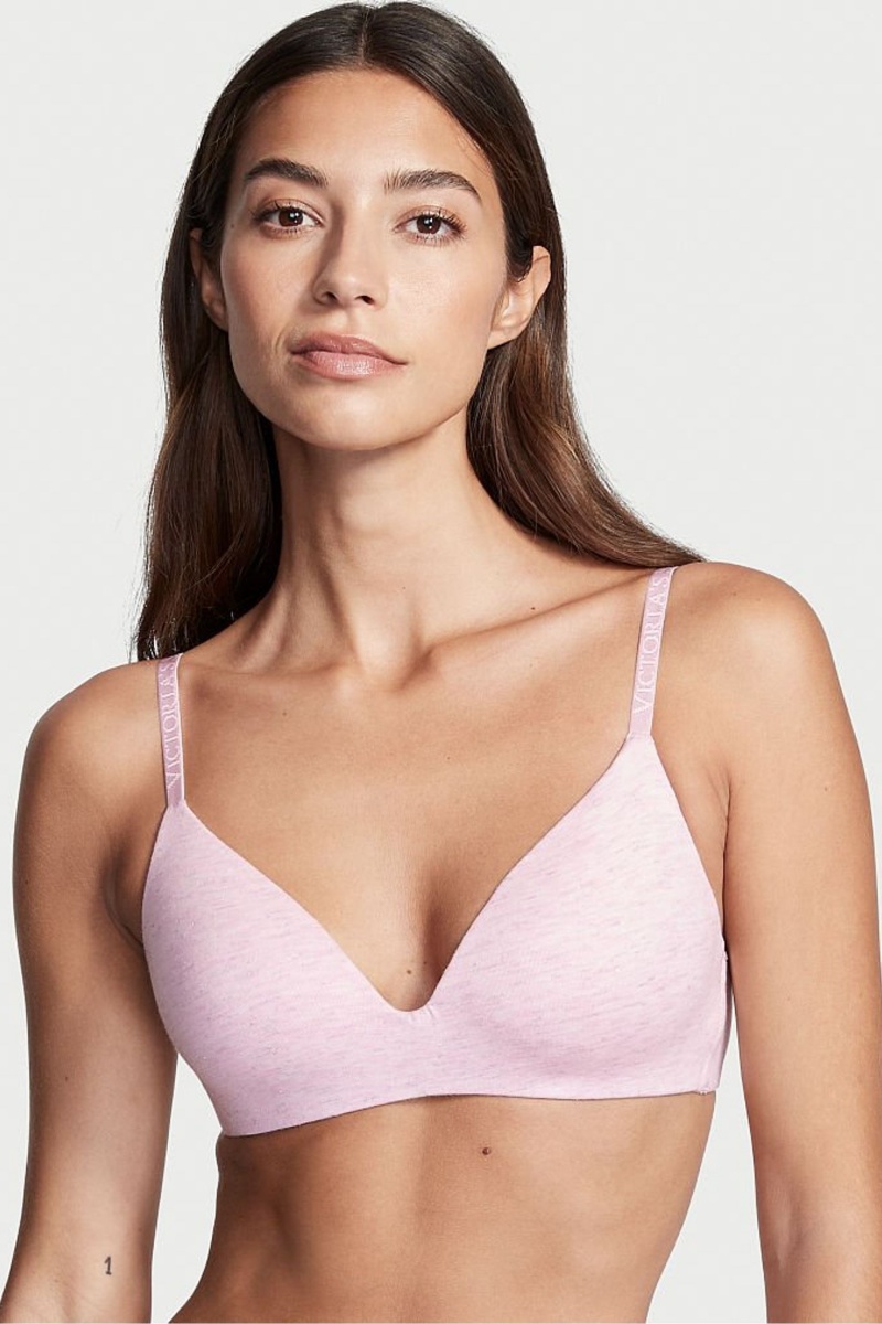 Victoria\'s Secret The T-Shirt Smooth Logo Brides Lightly Doublée Non Wired T-Shirt Bra Rose Rose | COBL-10934