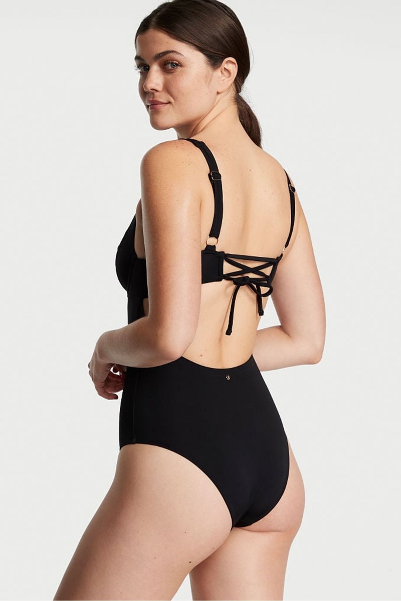 Victoria's Secret Tie Back Swimsuit Noir | ZXIP-19452