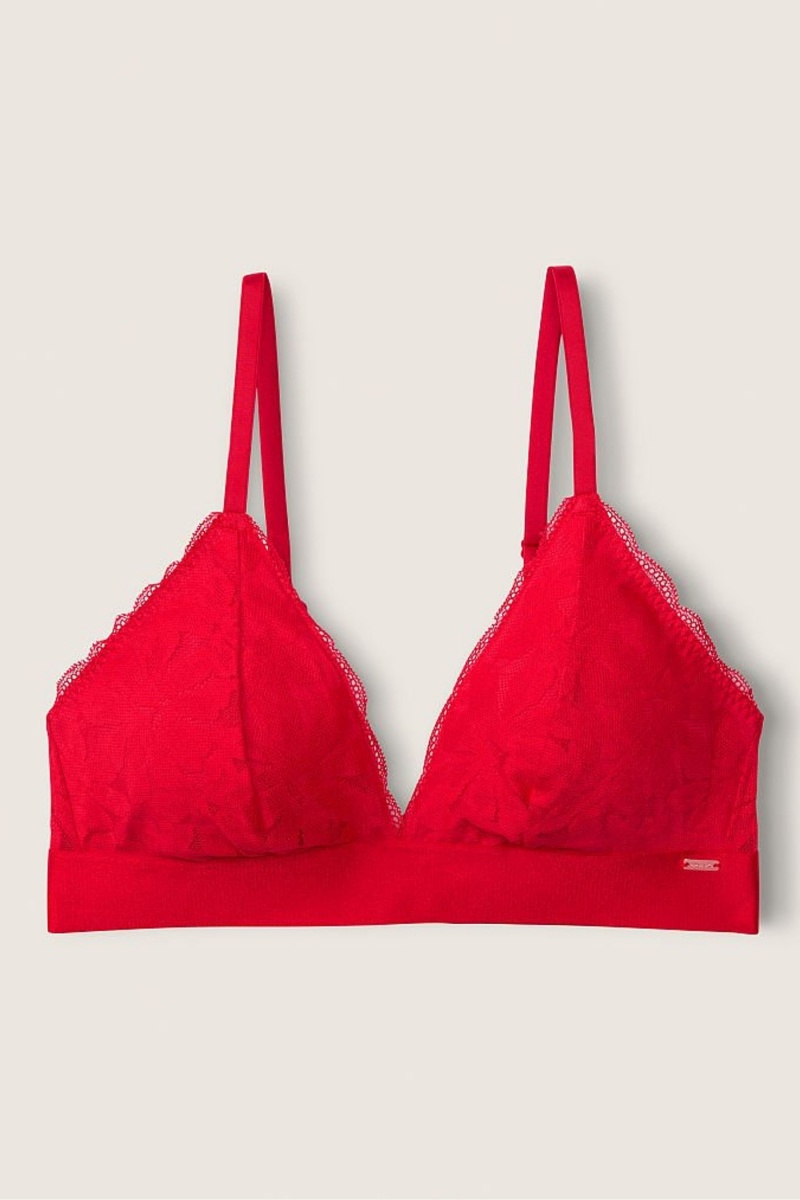 Victoria's Secret Unlined Dentelle Triangle Bralette Rouge | YPIN-84129