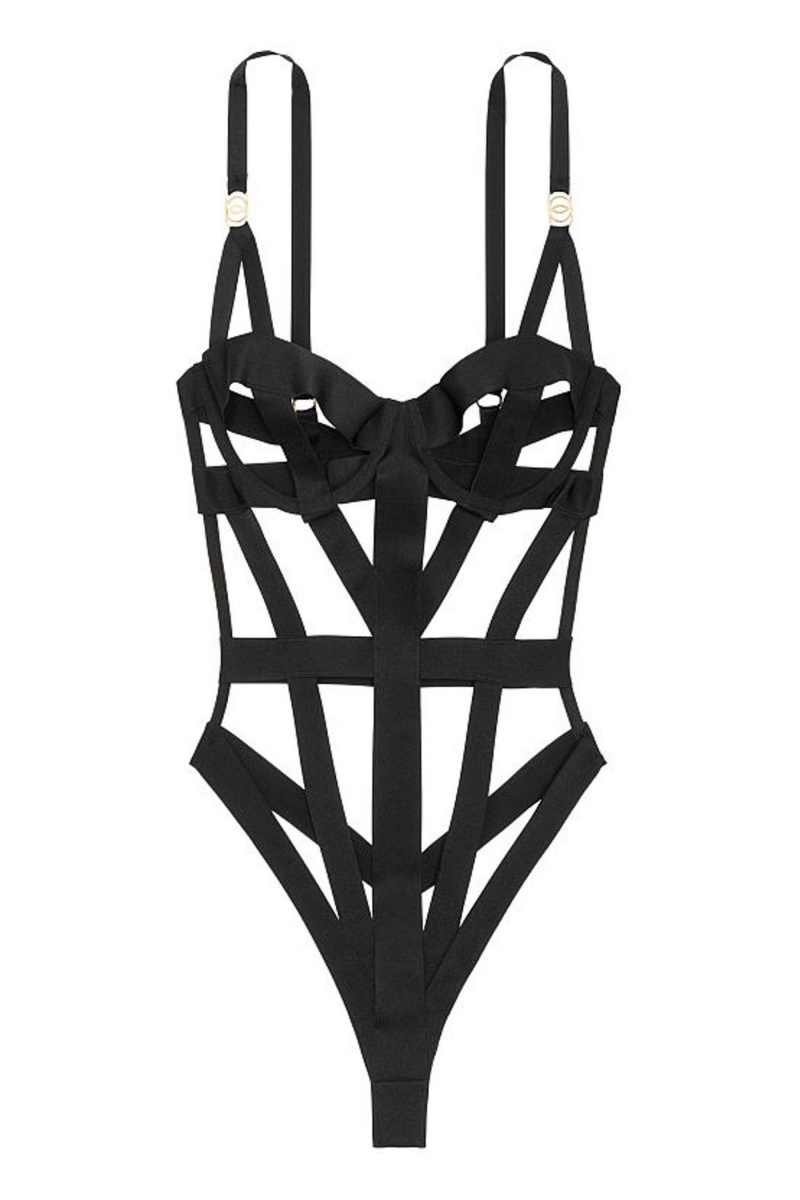 Victoria's Secret Very Sexy Bondage Bodysuit Noir | CJOH-45817