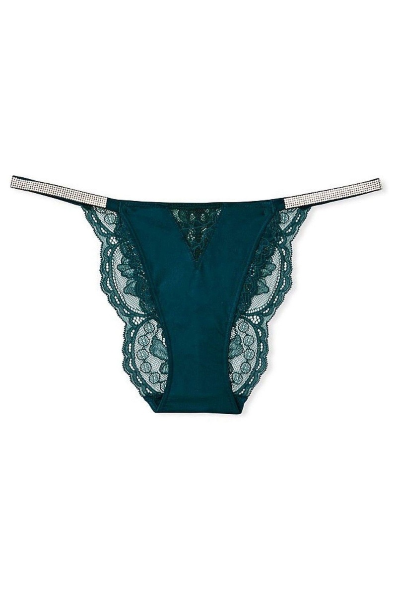 Victoria\'s Secret Very Sexy Dentelle Shine Brides Lanières Knickers Noir Vert | AGVU-71204