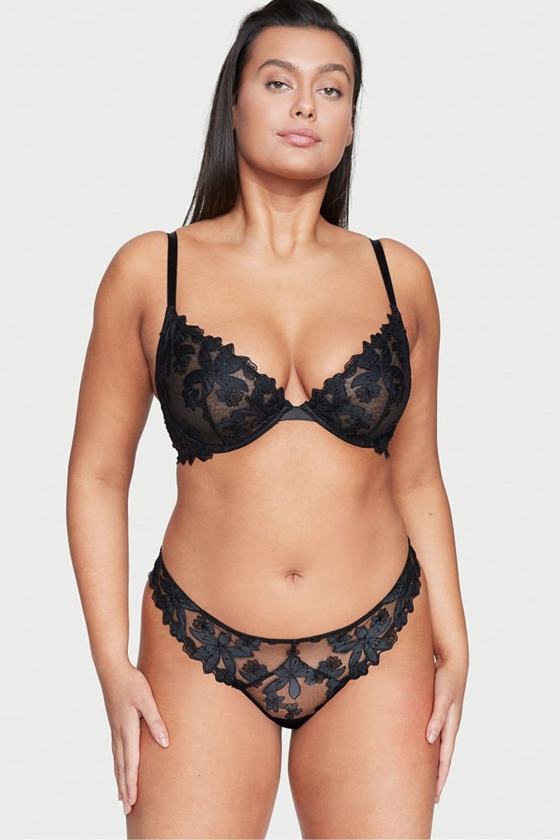 Victoria\'s Secret Very Sexy Embroidered Lanières Knickers Noir | COPZ-39572