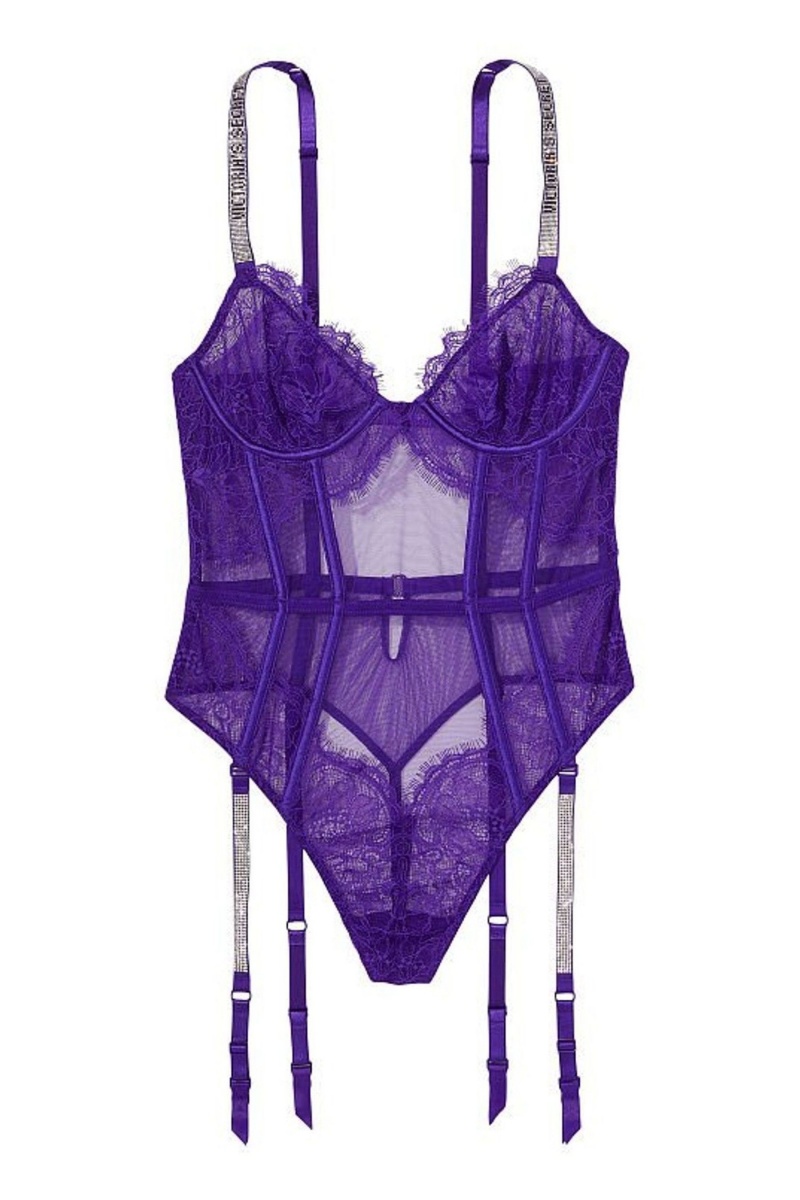 Victoria's Secret Very Sexy Shine Brides Dentelle Bodysuit Violette | KLHO-65183