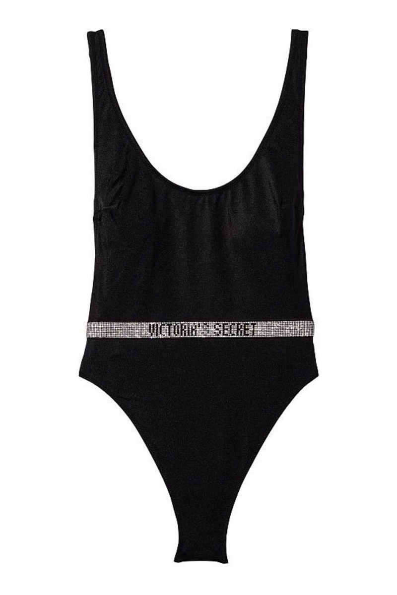 Victoria's Secret Very Sexy Shine Brides Belted Open Back Swimsuit Noir | NUMO-16253