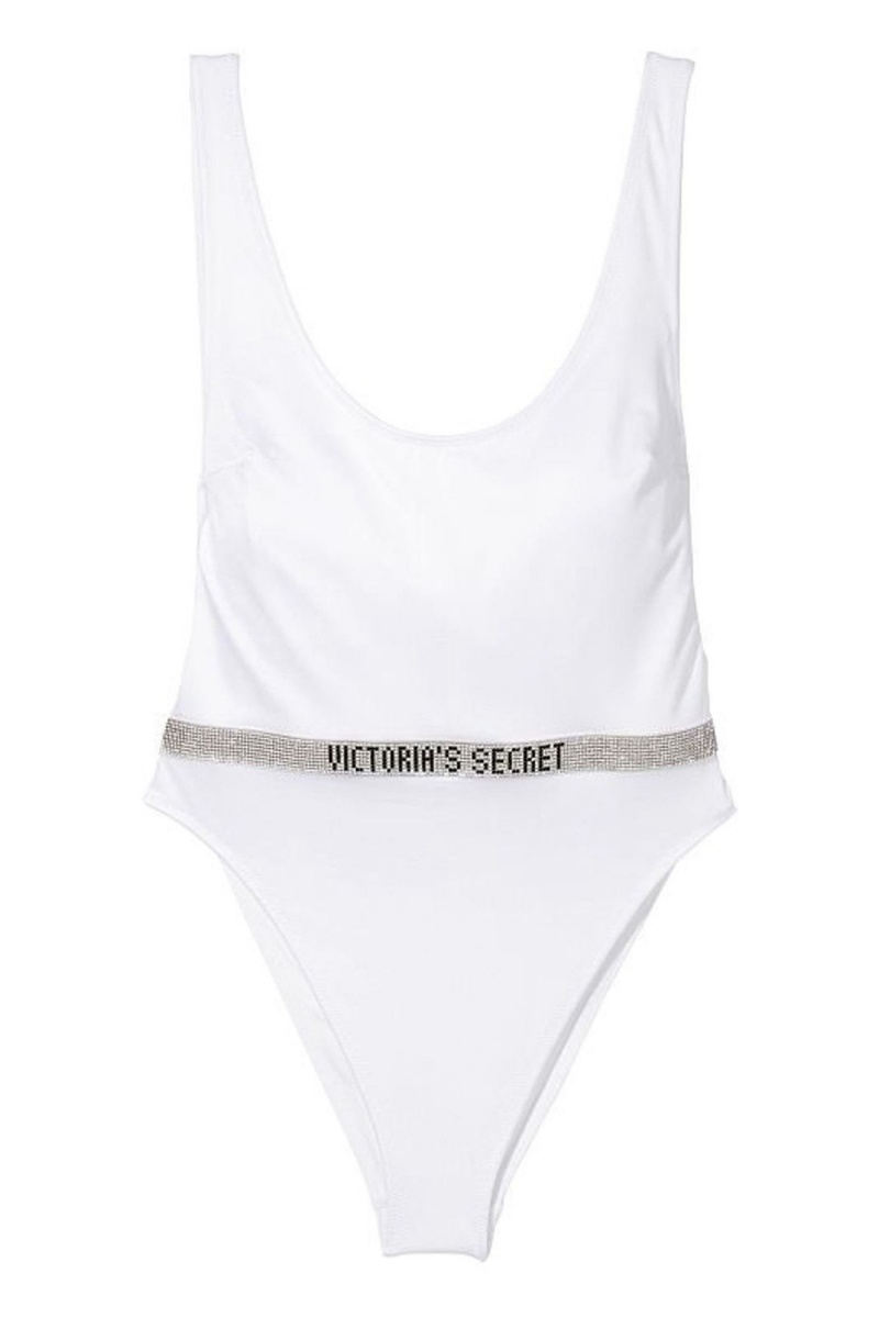 Victoria's Secret Very Sexy Shine Brides Belted Open Back Swimsuit Blanche | HJXL-57834