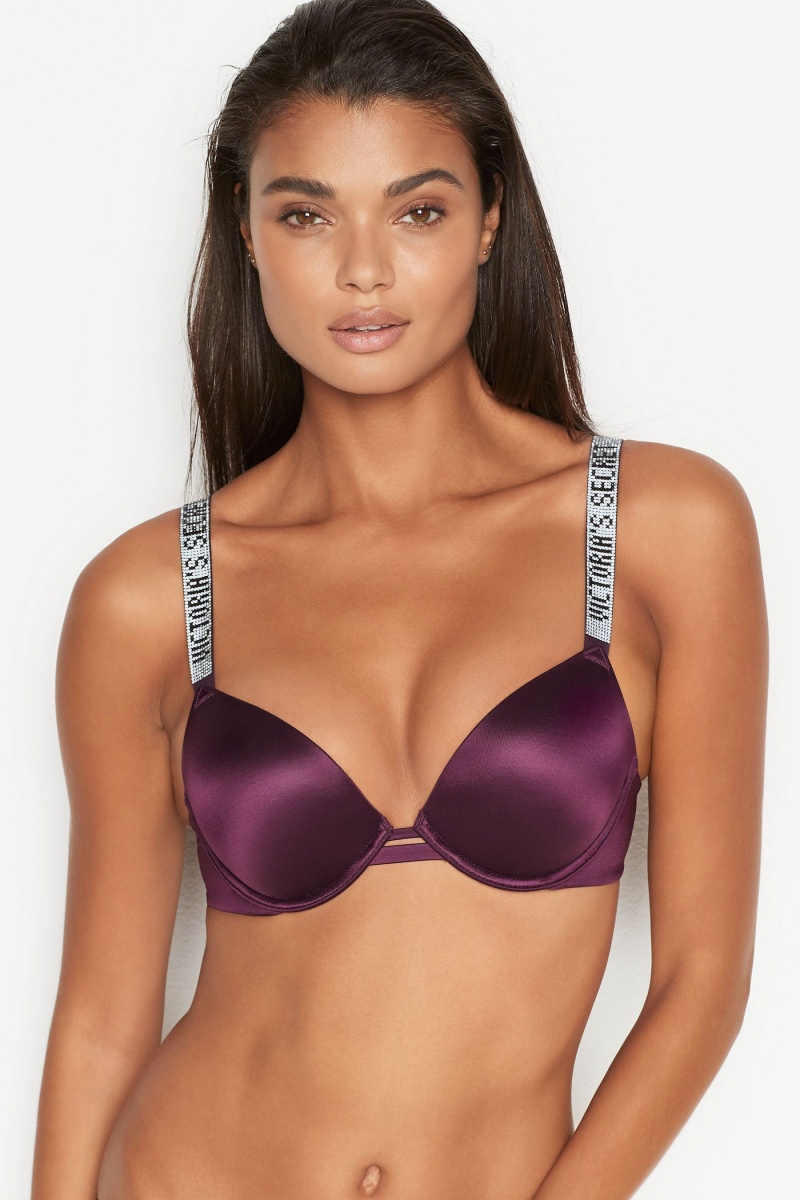 Victoria\'s Secret Very Sexy Shine Brides Plunge Push Up Bra Noir | ITWL-09874