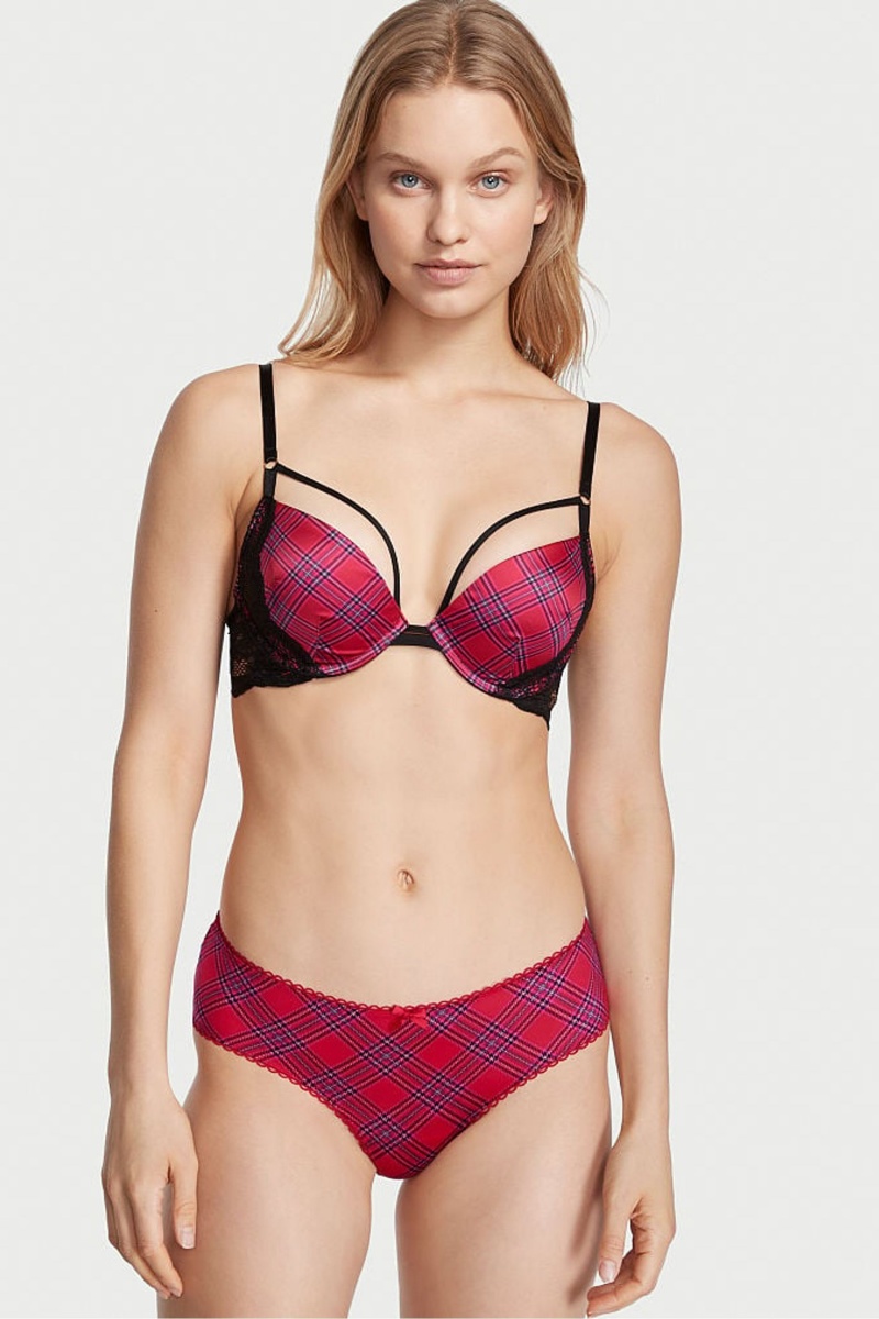 Victoria\'s Secret Very Sexy Very Sexy Mesh Satin Bow Cutout Back Open Panty Rouge | JIRP-92673