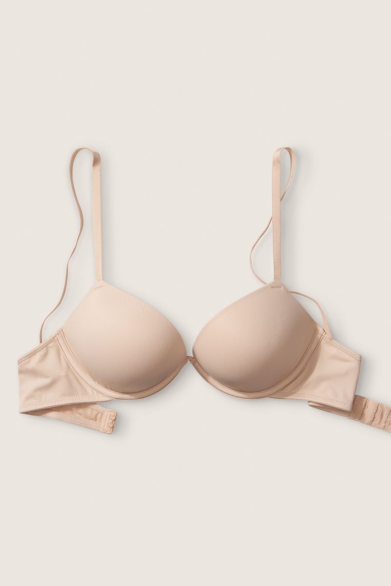 Victoria's Secret Wear Everywhere Add 2 Cups Smooth Push Up T-Shirt Bra Beige | OPBQ-07953