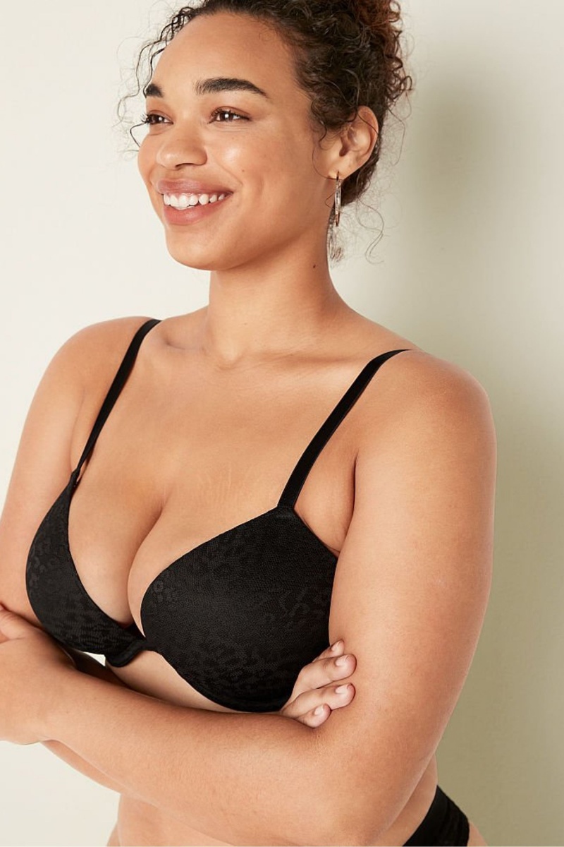 Victoria's Secret Wear Everywhere Add 2 Cups Dentelle Push Up T-Shirt Bra Noir | KGSN-69073