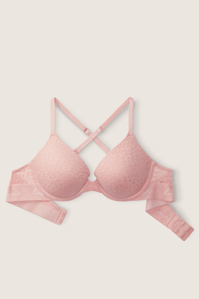 Victoria's Secret Wear Everywhere Dentelle Push Up T-Shirt Bra Argent Rose | COKF-70681