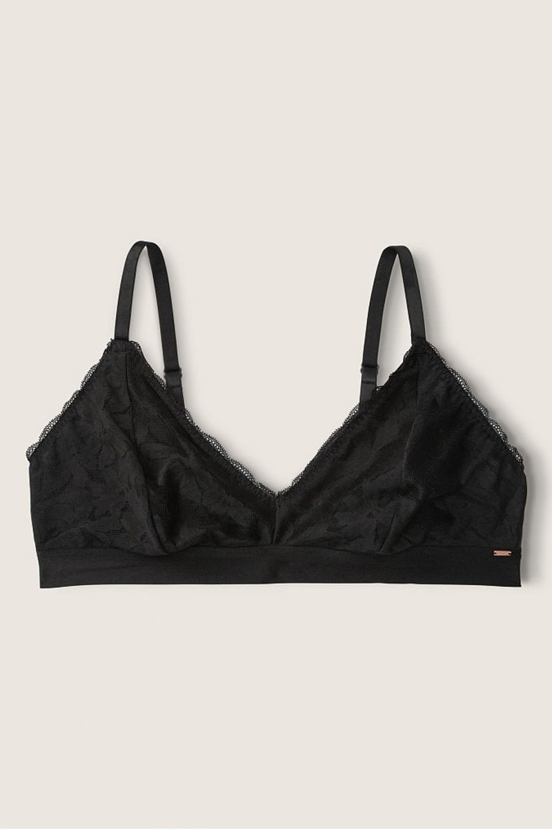 Victoria's Secret Wear Everywhere Dentelle Unlined Triangle Bralette Noir | VWGJ-72095