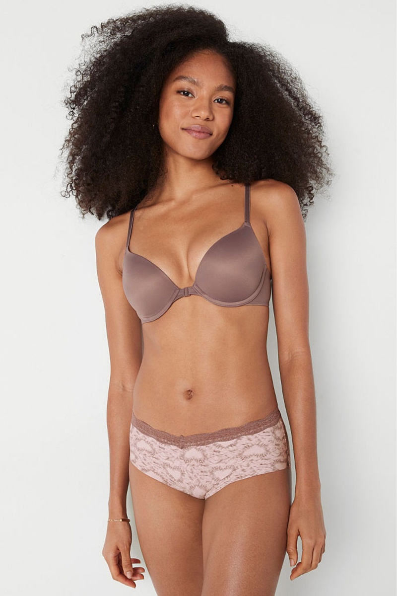 Victoria\'s Secret Wear Everywhere Front Fixation Push Up T-Shirt Bra Cafe Marron | MFRD-48061