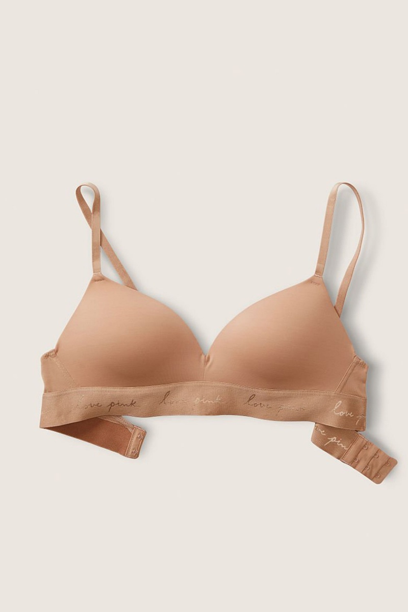 Victoria's Secret Wear Everywhere Smooth Non Wired Push Up T-Shirt Bra Mocha Latte Nude | JCFI-83650