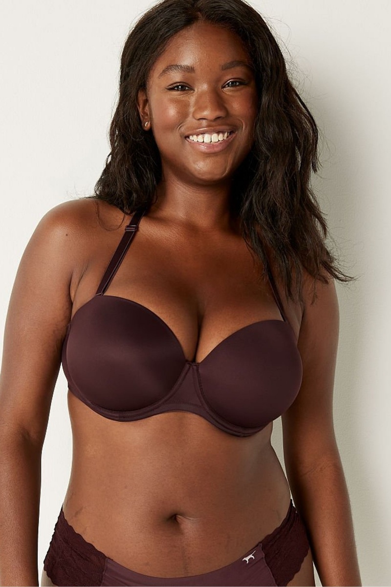 Victoria's Secret Wear Everywhere Smooth Multiway Strapless Push Up Bra Cafe Marron | JDPN-67591