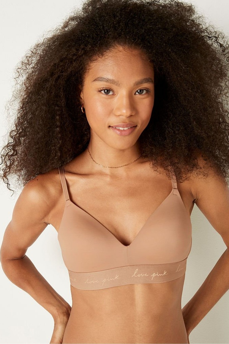 Victoria\'s Secret Wear Everywhere Smooth Lightly Doublée Non Wired T-Shirt Bra Mocha Latte Nude | PKIC-25940