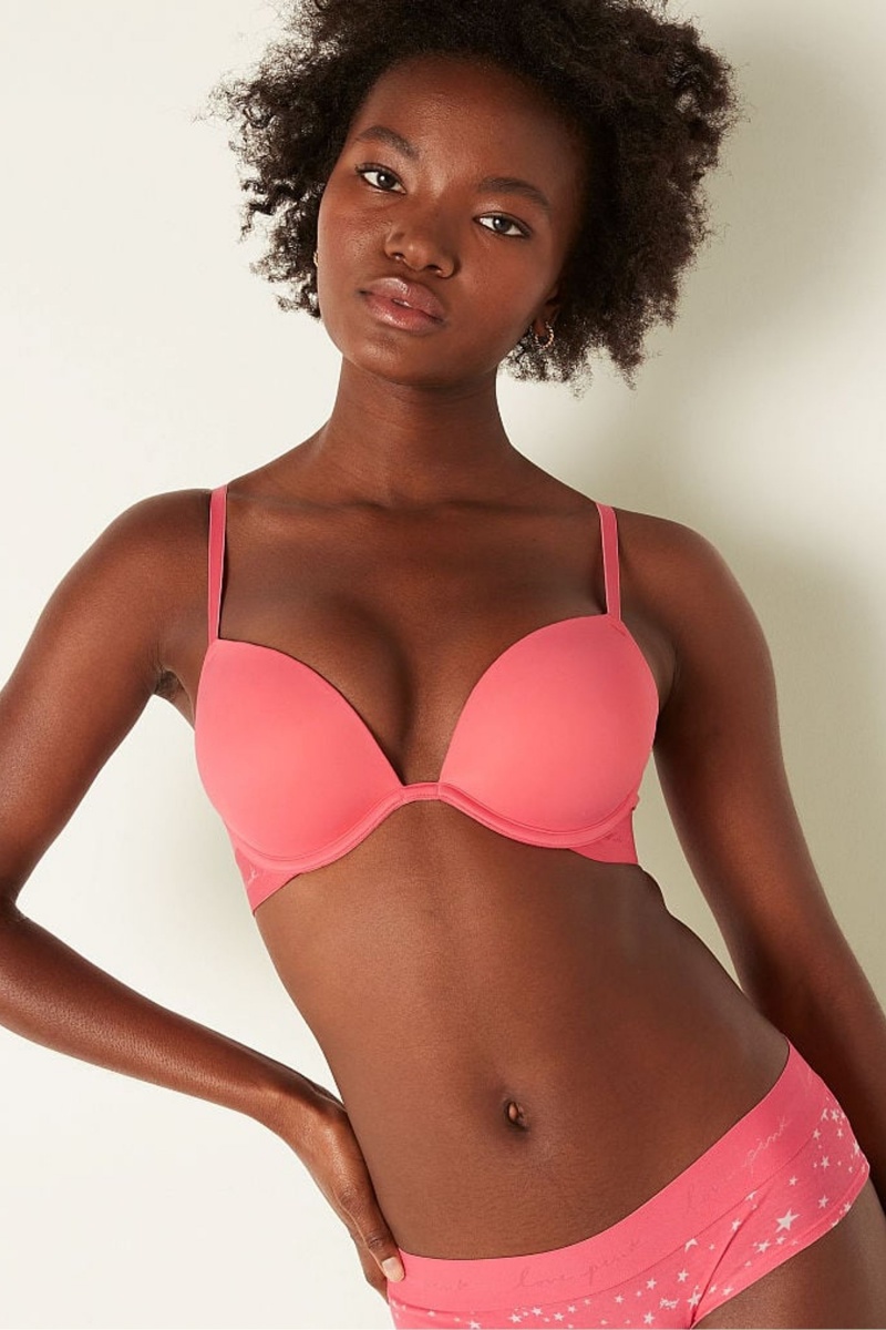 Victoria\'s Secret Wear Everywhere Smooth Push Up T-Shirt Bra Rose | GIOT-09461