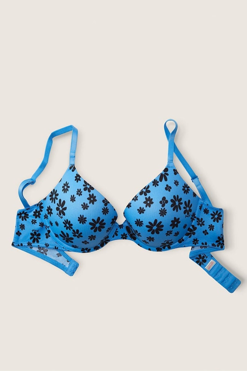 Victoria's Secret Wear Everywhere Wear Everywhere Smooth Push Up T-Shirt Bra Azur Bleu | BEPM-36148