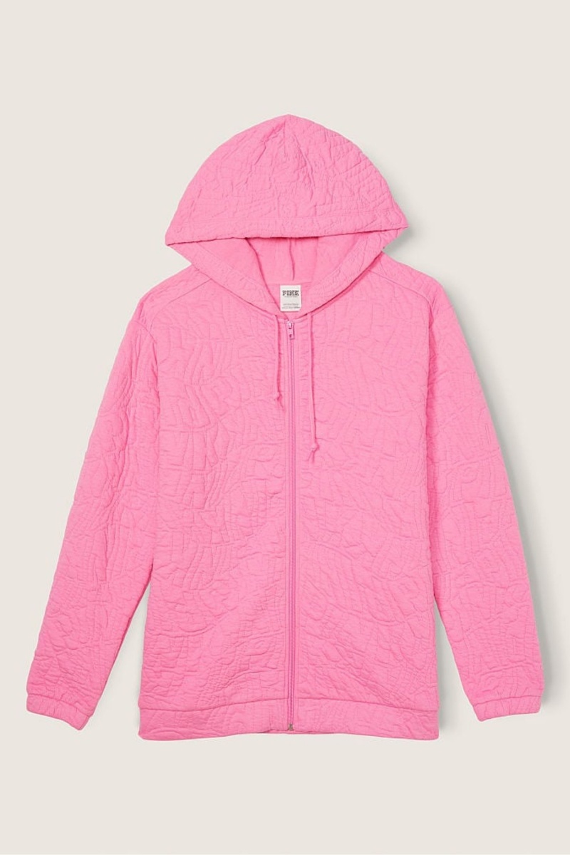 Victoria\'s Secret Zip Up Long Sleeve Hoodie Rose | NMZQ-91284